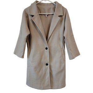 Coat Women's Small Tan 2 Button with Pockets. Unbranded.
